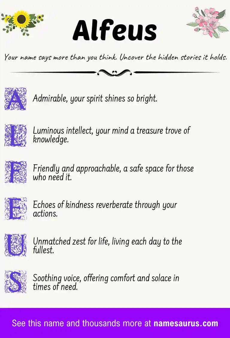 Acrostic poem about Alfeus.