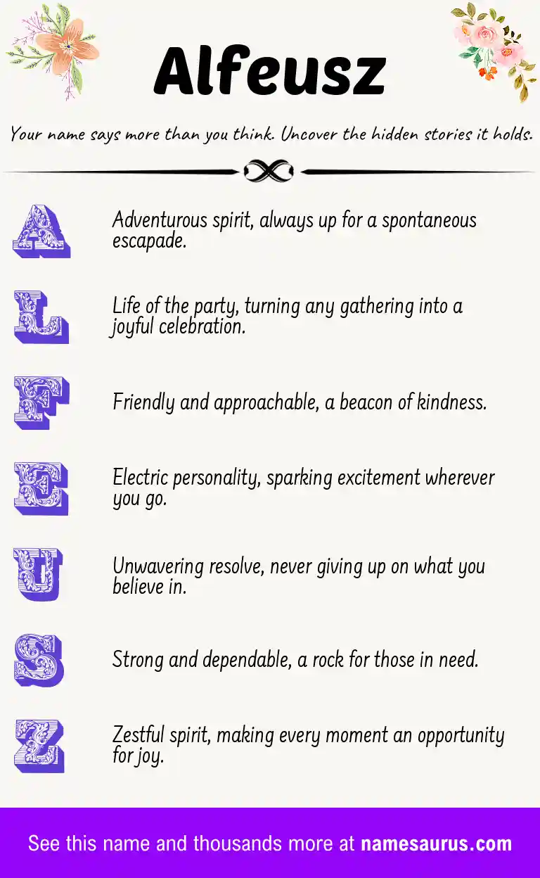 Acrostic poem about Alfeusz.