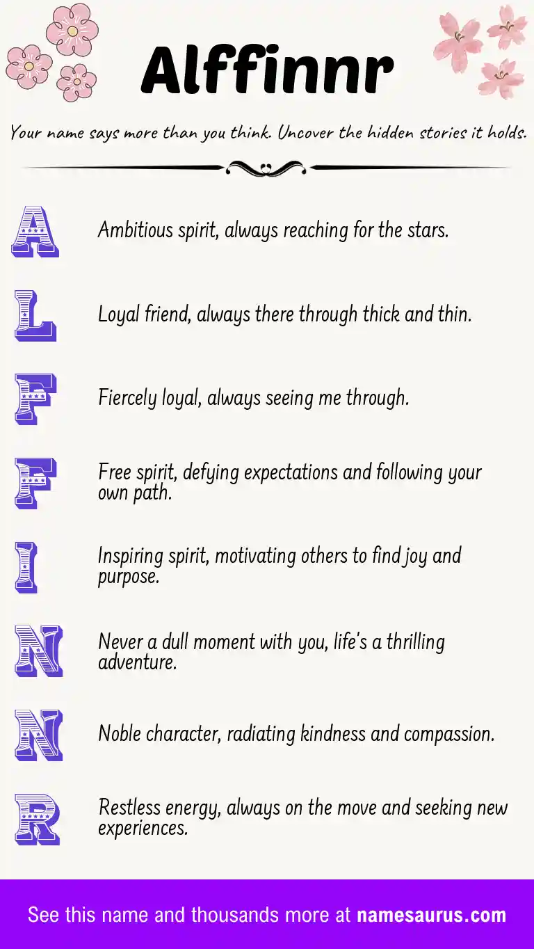 Acrostic poem about Alffinnr.