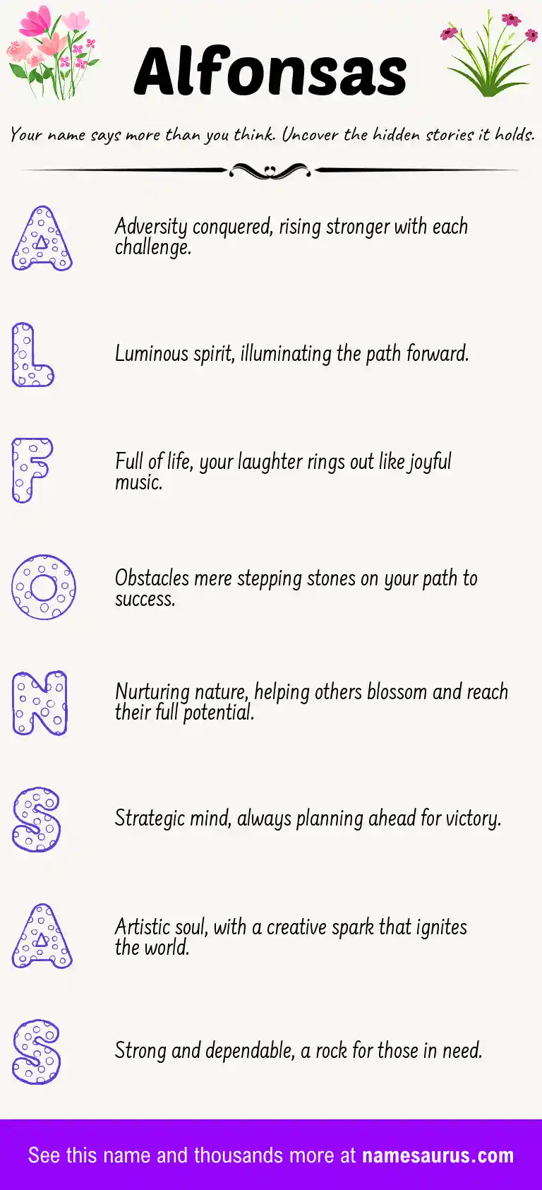 Acrostic poem about Alfonsas.