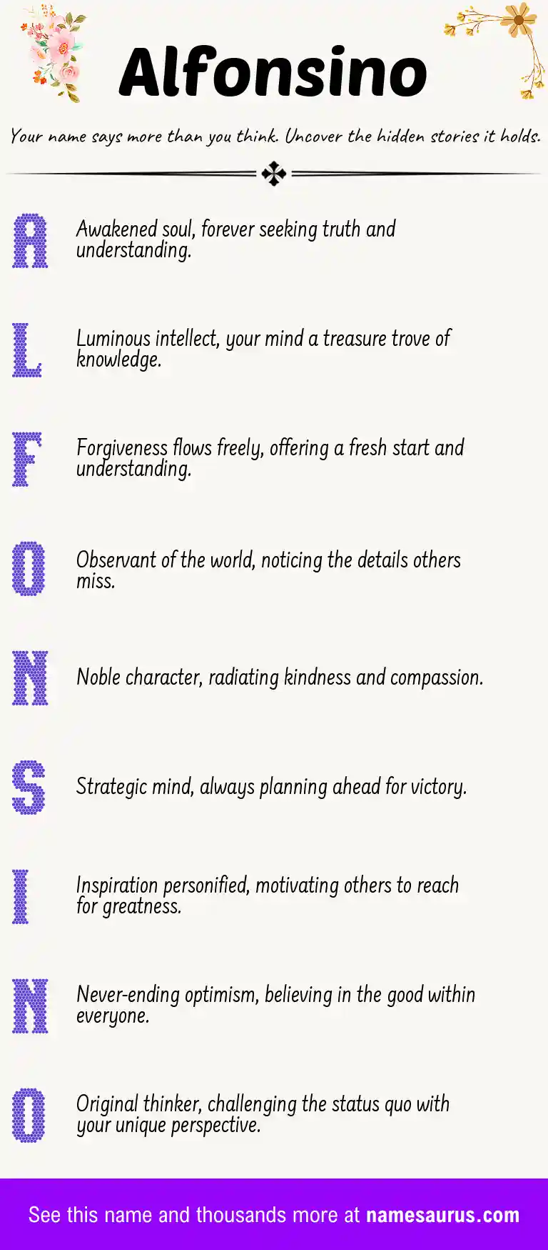Acrostic poem about Alfonsino.