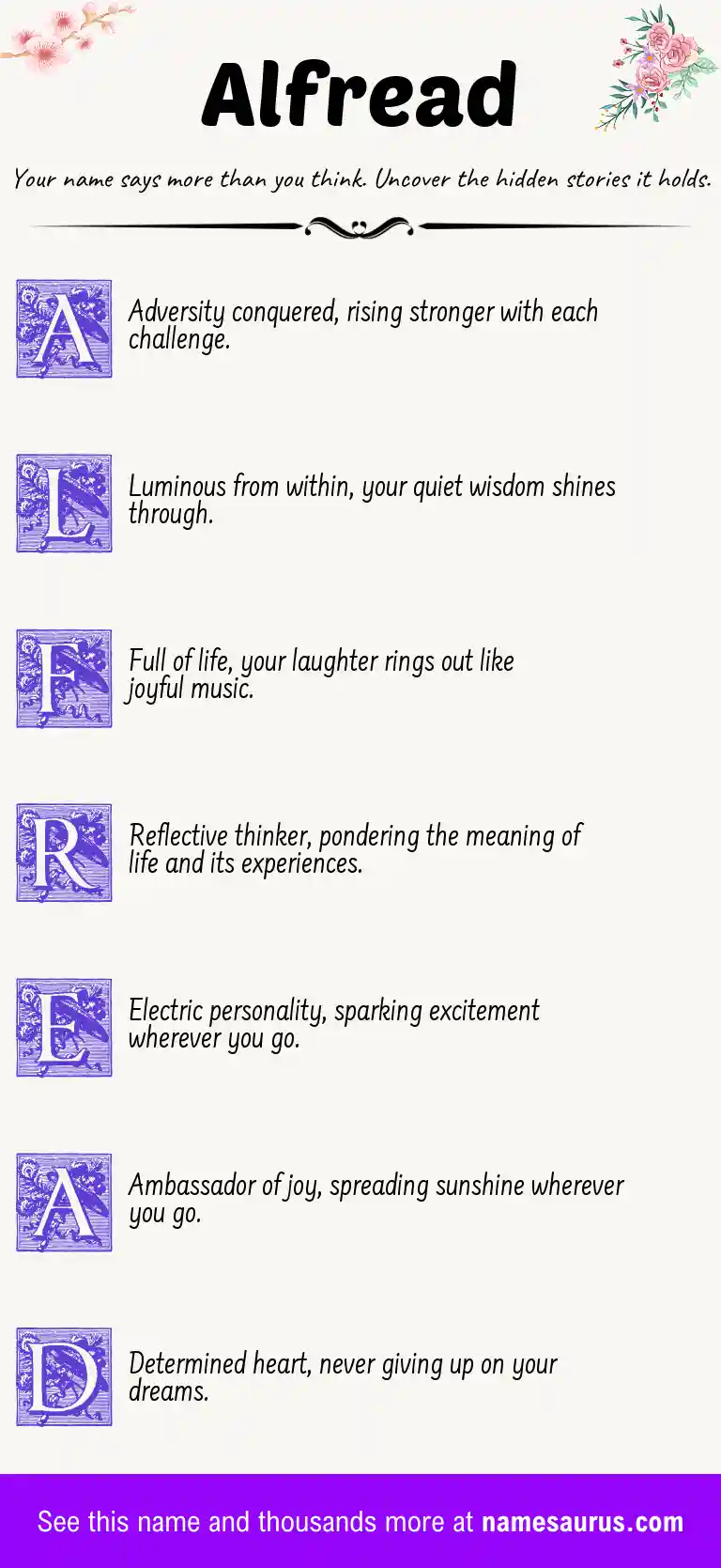 Acrostic poem about Alfread.