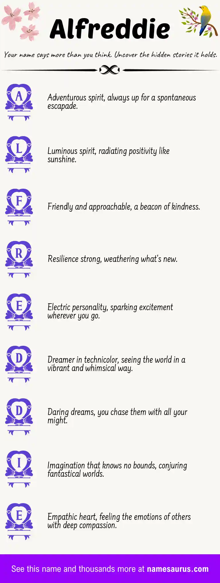 Acrostic poem about Alfreddie.
