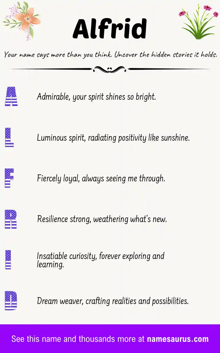Acrostic poem about Alfrid.