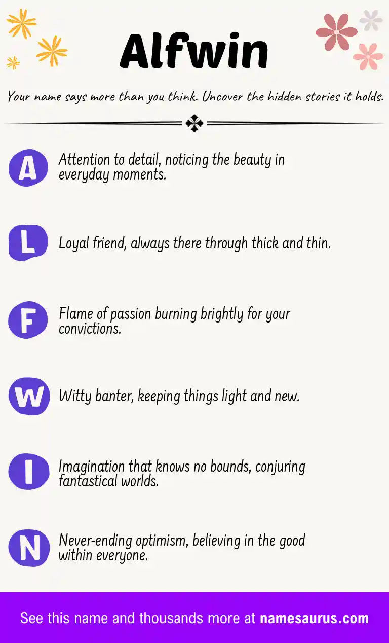 Acrostic poem about Alfwin.