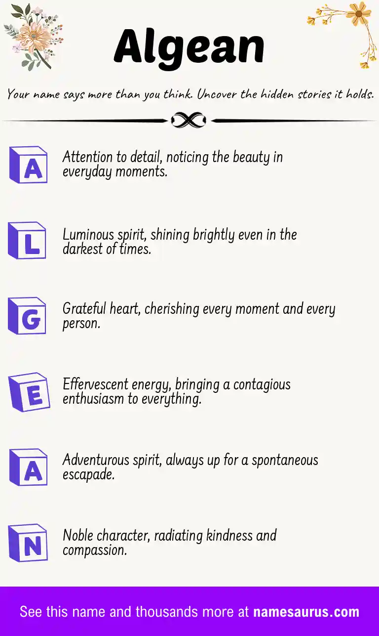 Acrostic poem about Algean.
