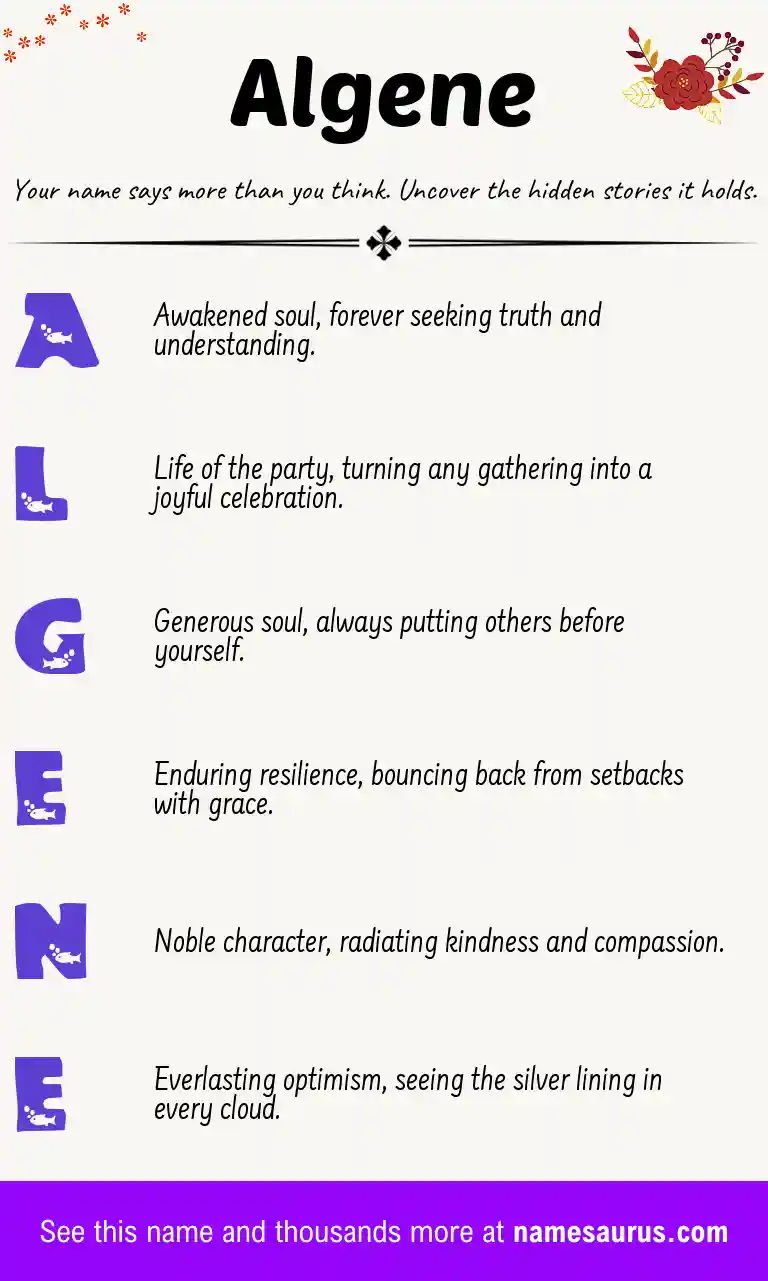 Acrostic poem about Algene.
