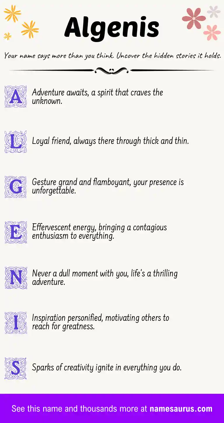 Acrostic poem about Algenis.