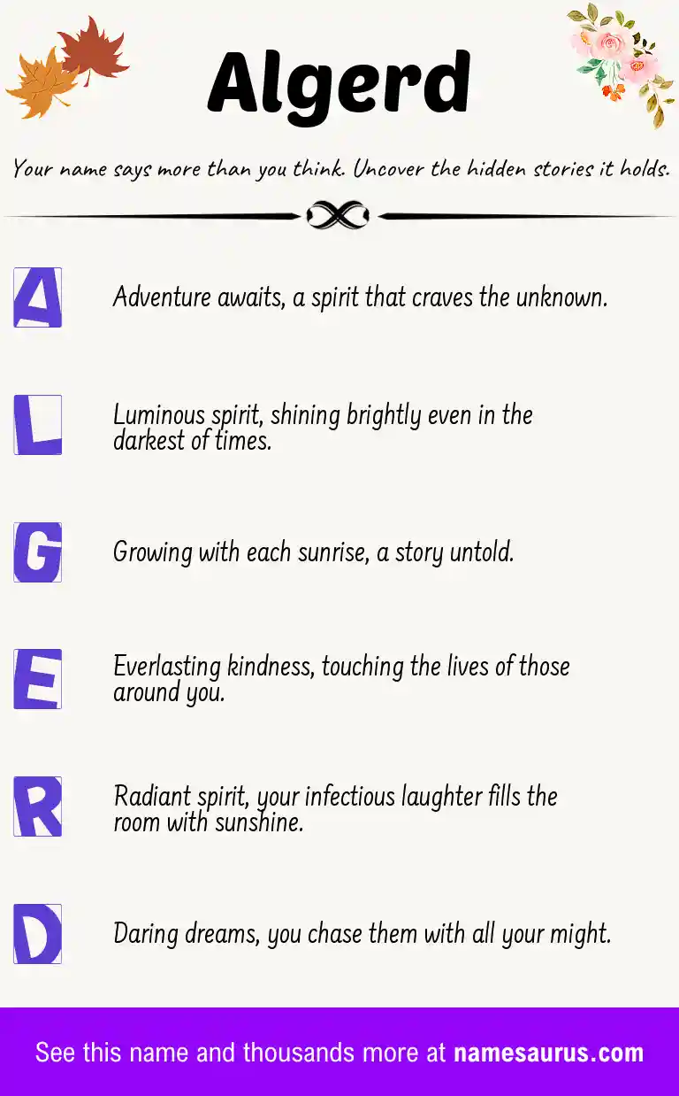 Acrostic poem about Algerd.