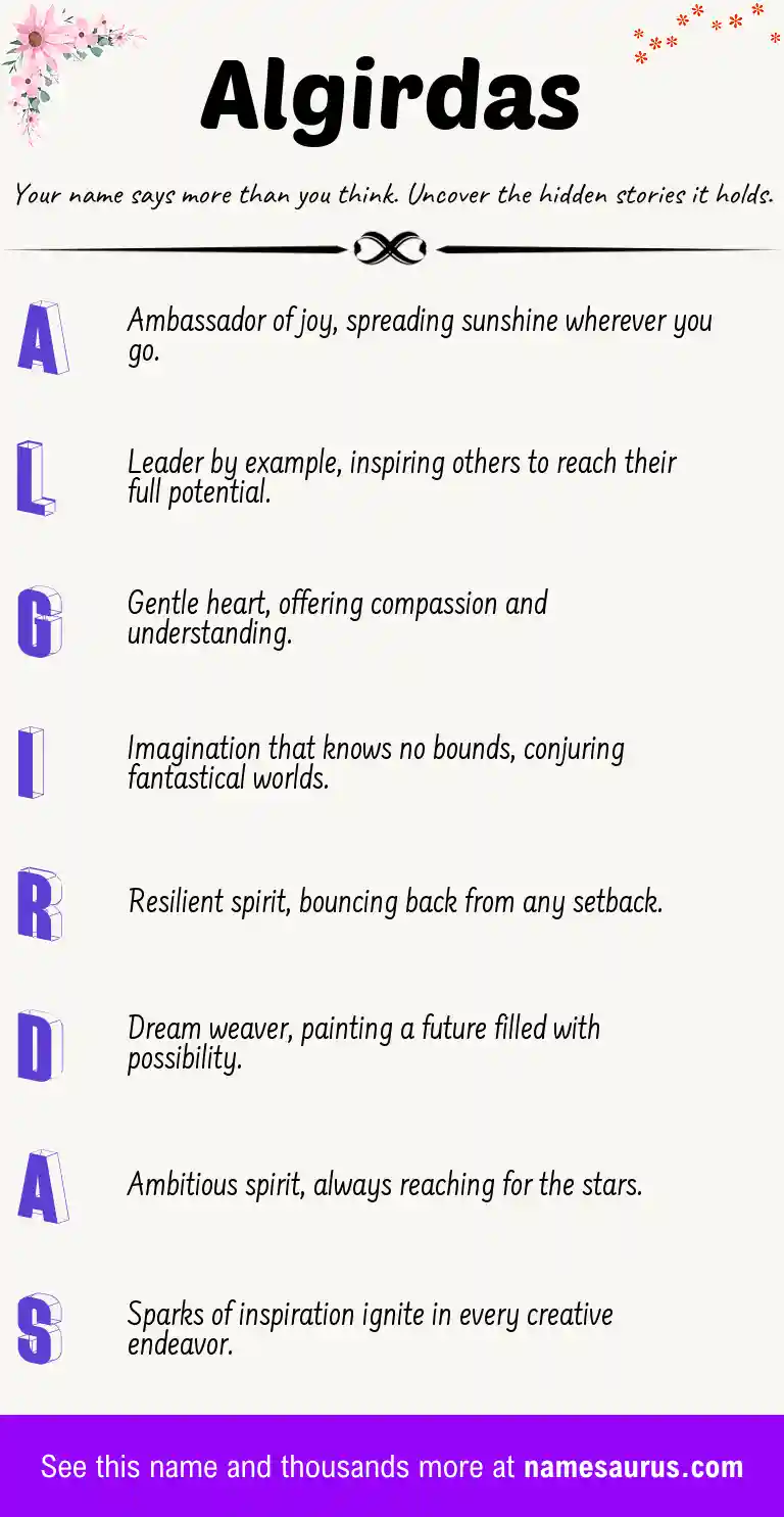 Acrostic poem about Algirdas.