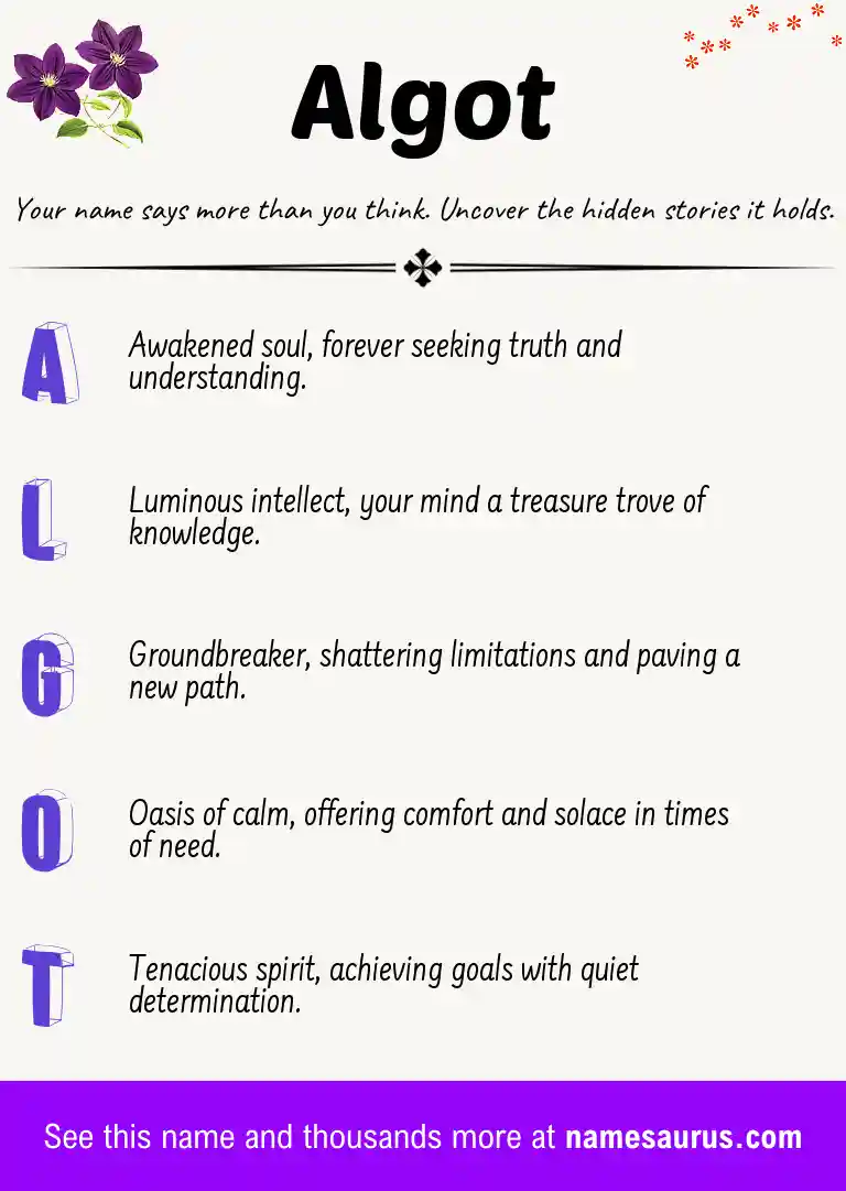Acrostic poem about Algot.