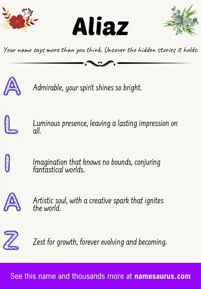 Acrostic poem about Aliaz.