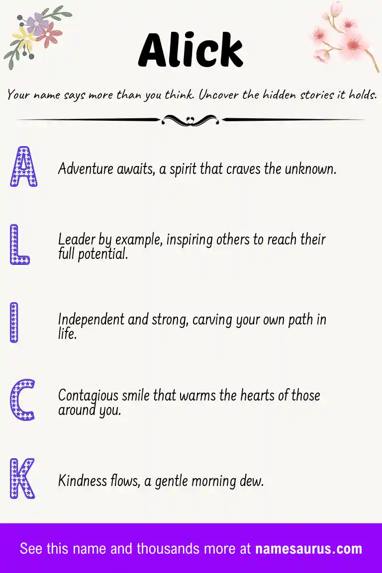 Acrostic poem about Alick.