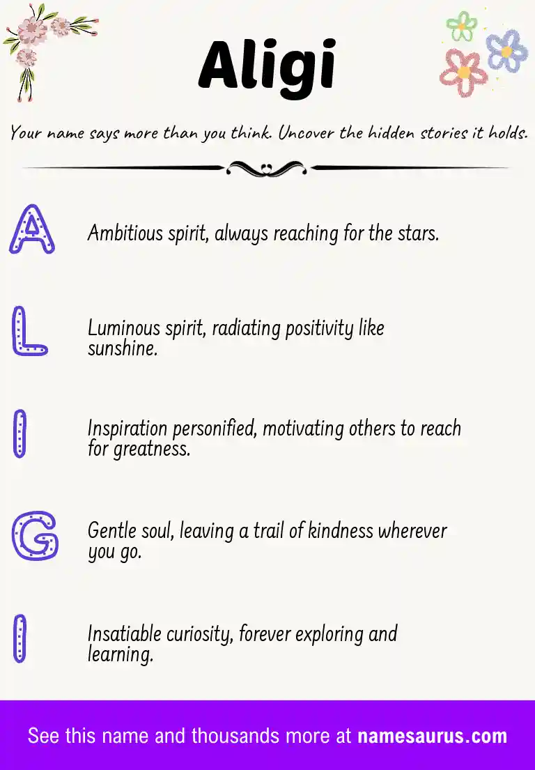 Acrostic poem about Aligi.