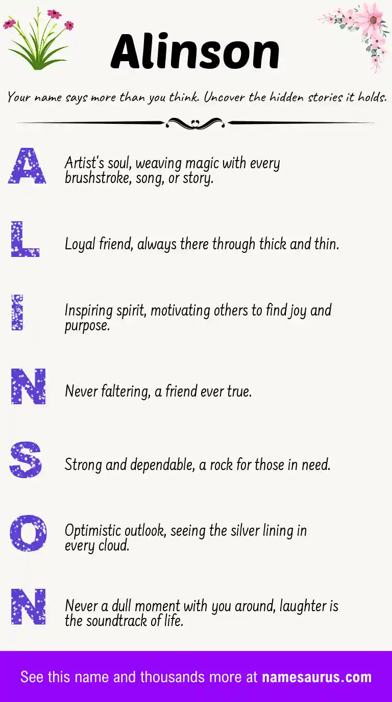 Acrostic poem about Alinson.