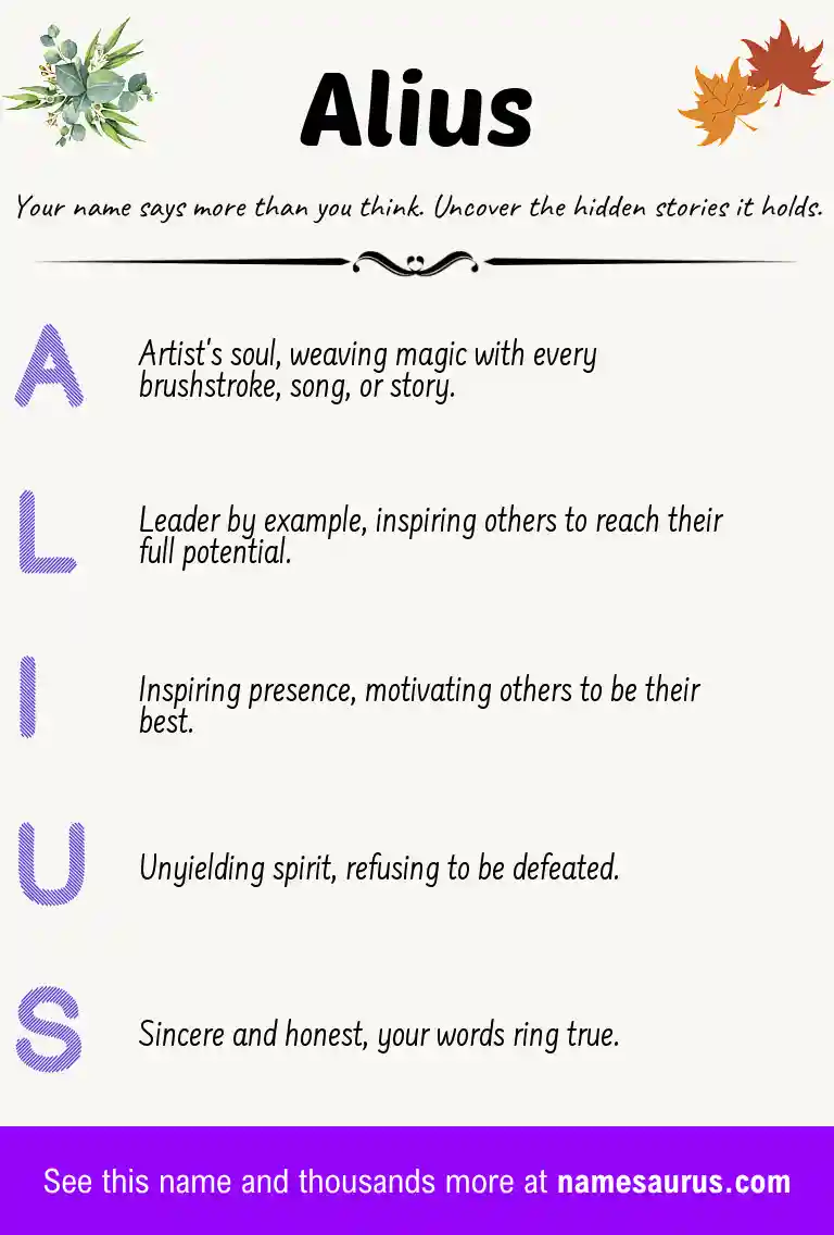 Acrostic poem about Alius.