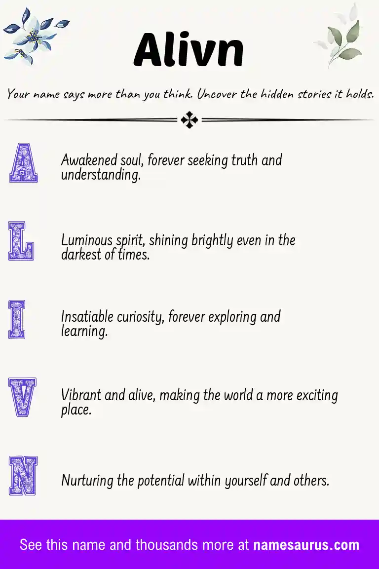 Acrostic poem about Alivn.