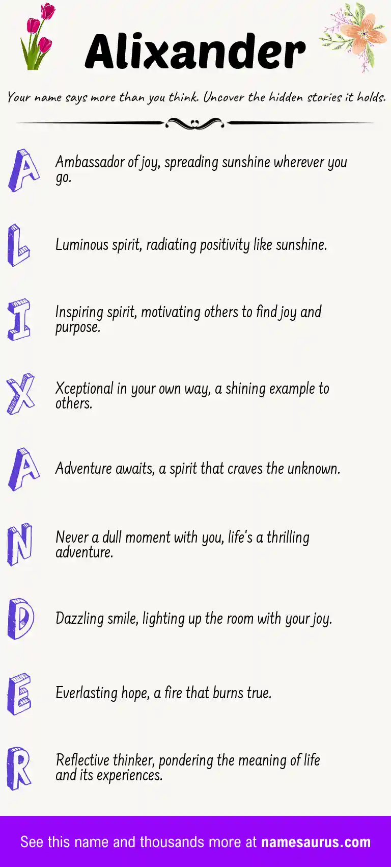 Acrostic poem about Alixander.