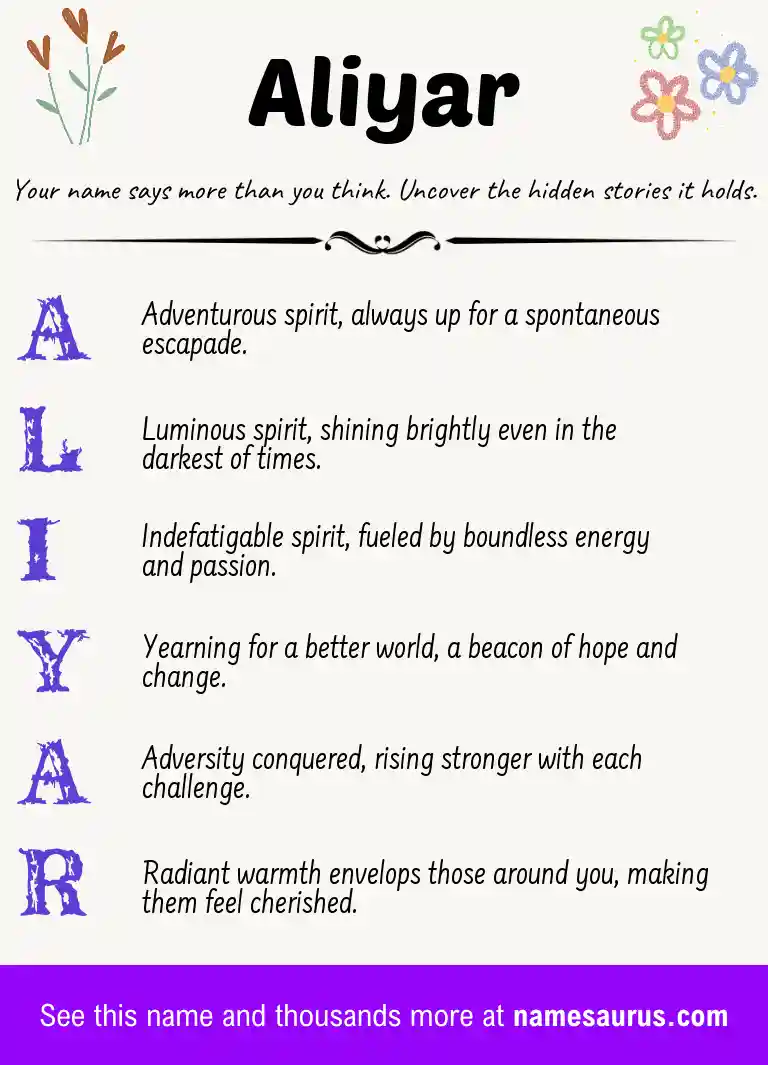 Acrostic poem about Aliyar.