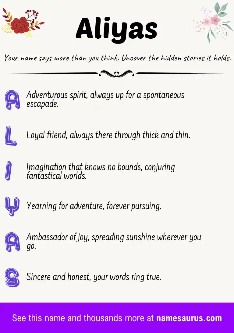 Acrostic poem about Aliyas.