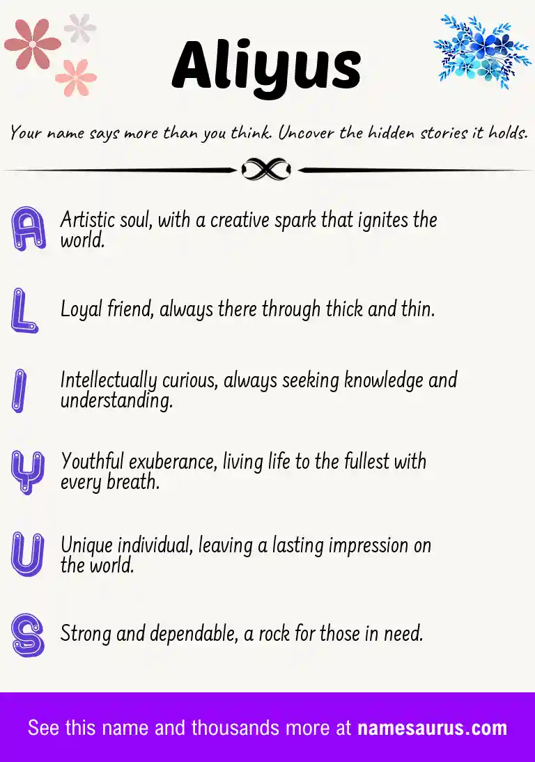 Acrostic poem about Aliyus.