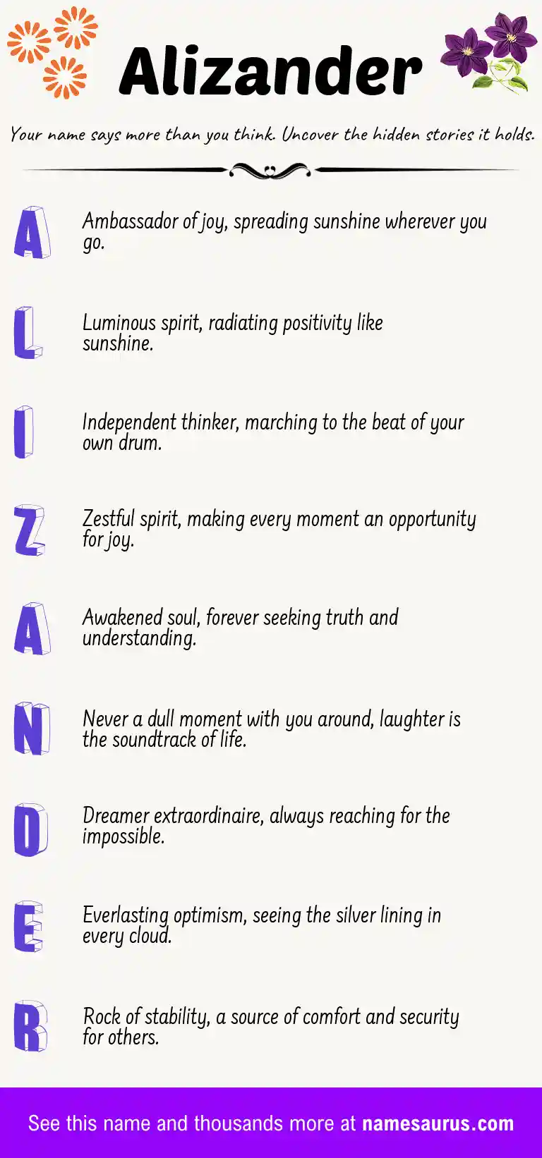 Acrostic poem about Alizander.