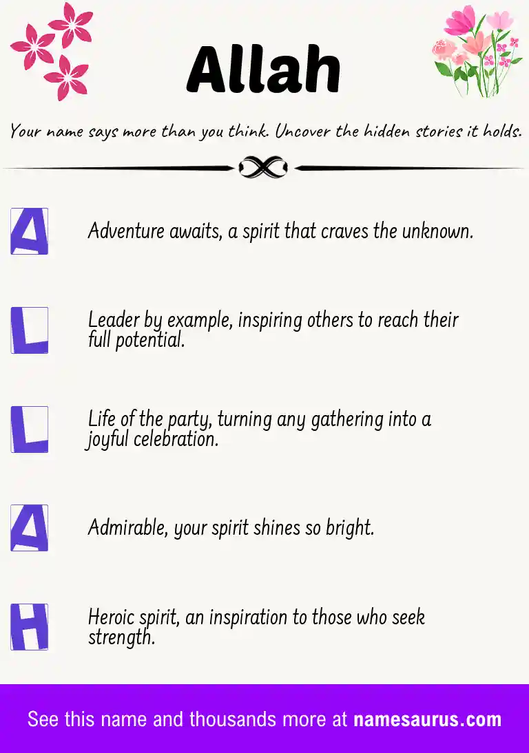 Acrostic poem about Allah.
