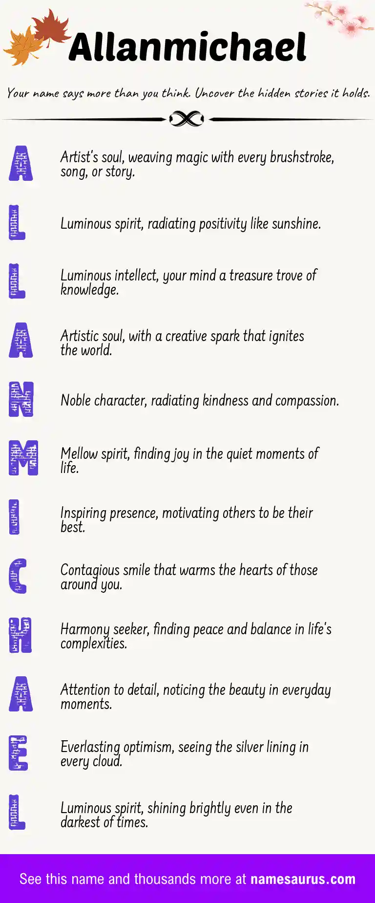 Acrostic poem about Allanmichael.