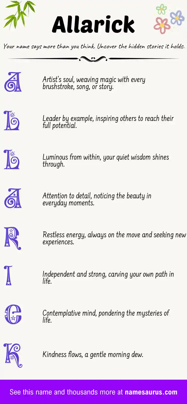 Acrostic poem about Allarick.
