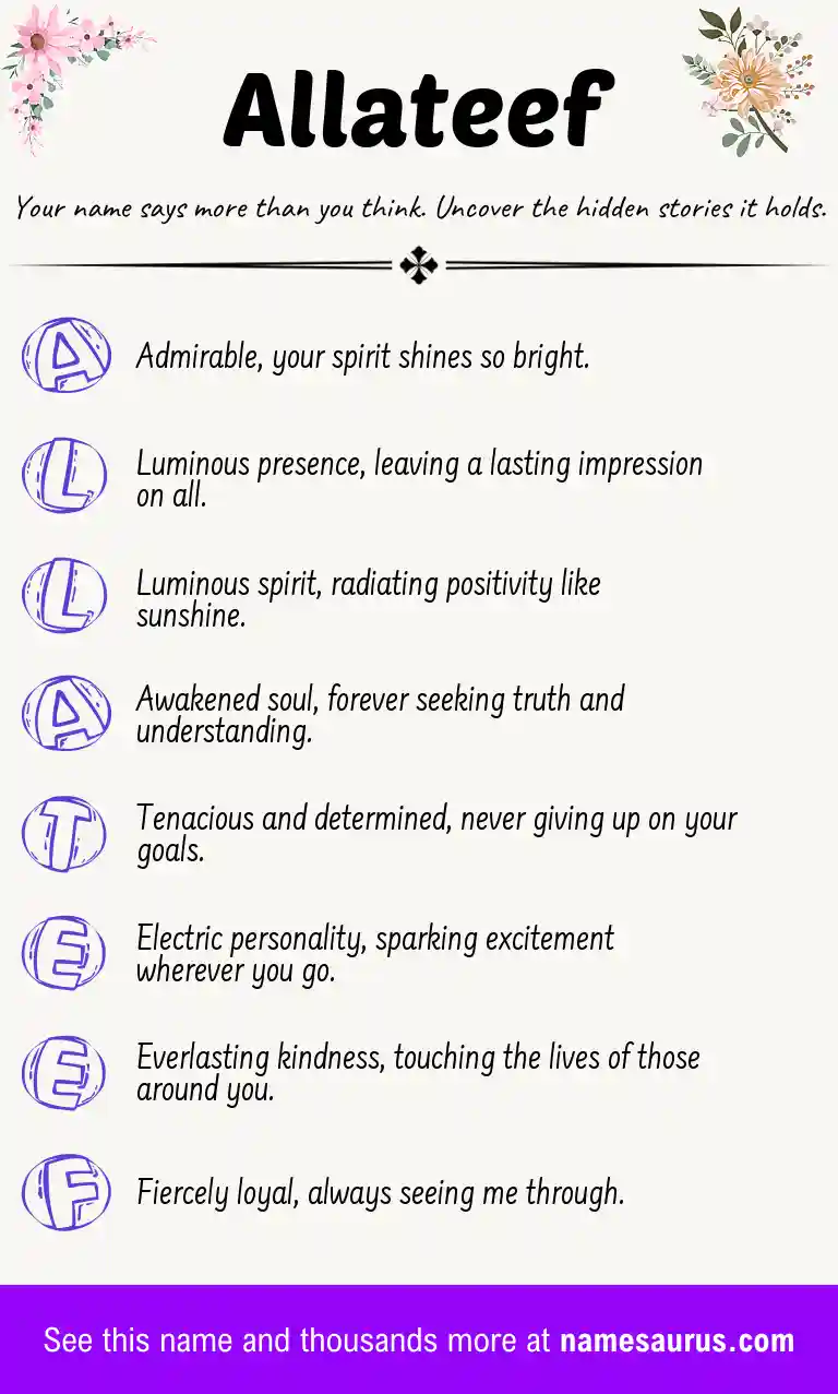 Acrostic poem about Allateef.