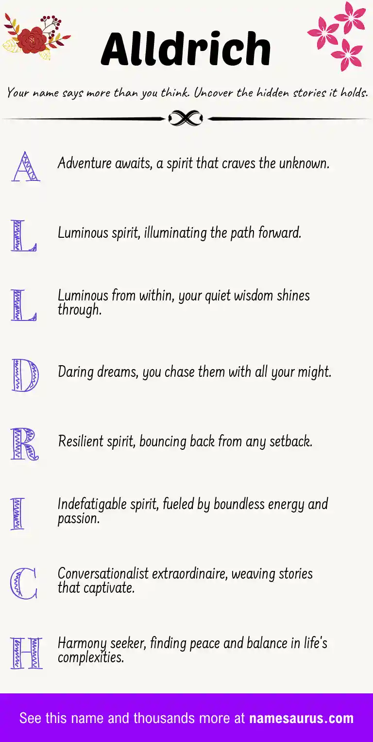 Acrostic poem about Alldrich.