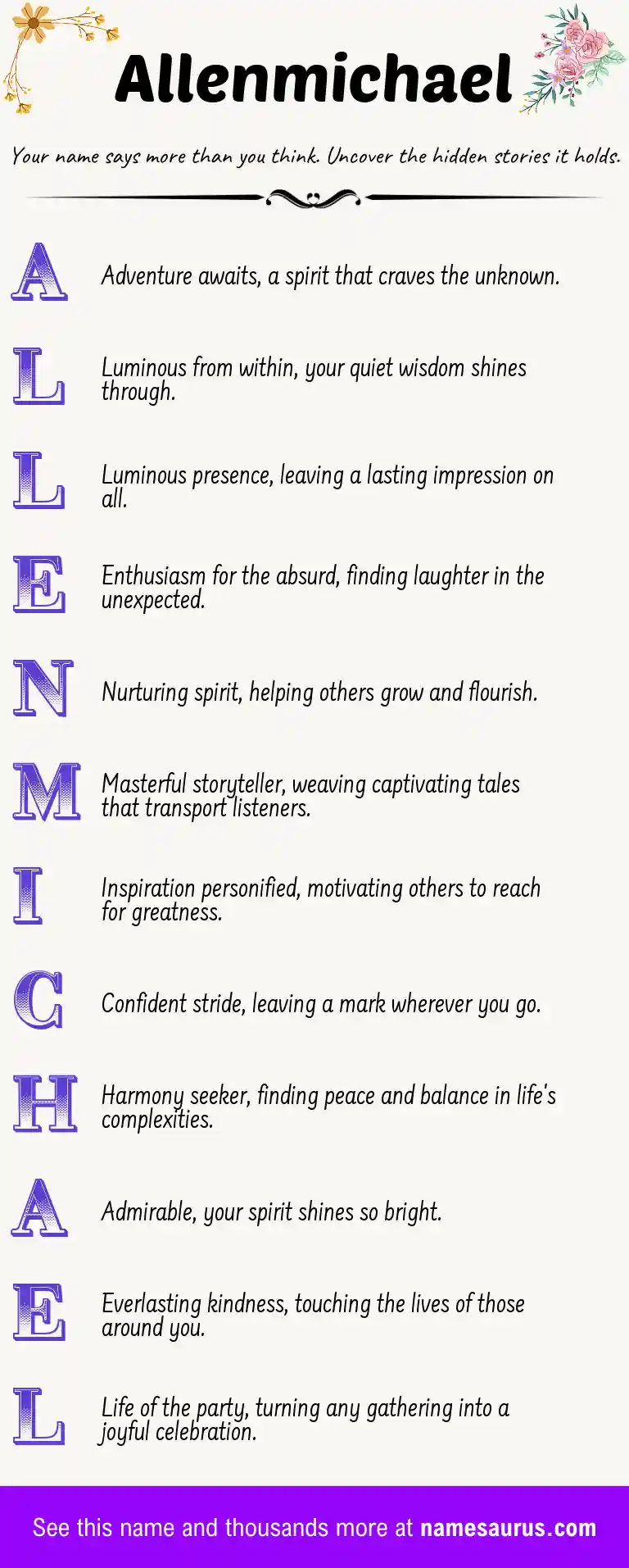 Acrostic poem about Allenmichael.