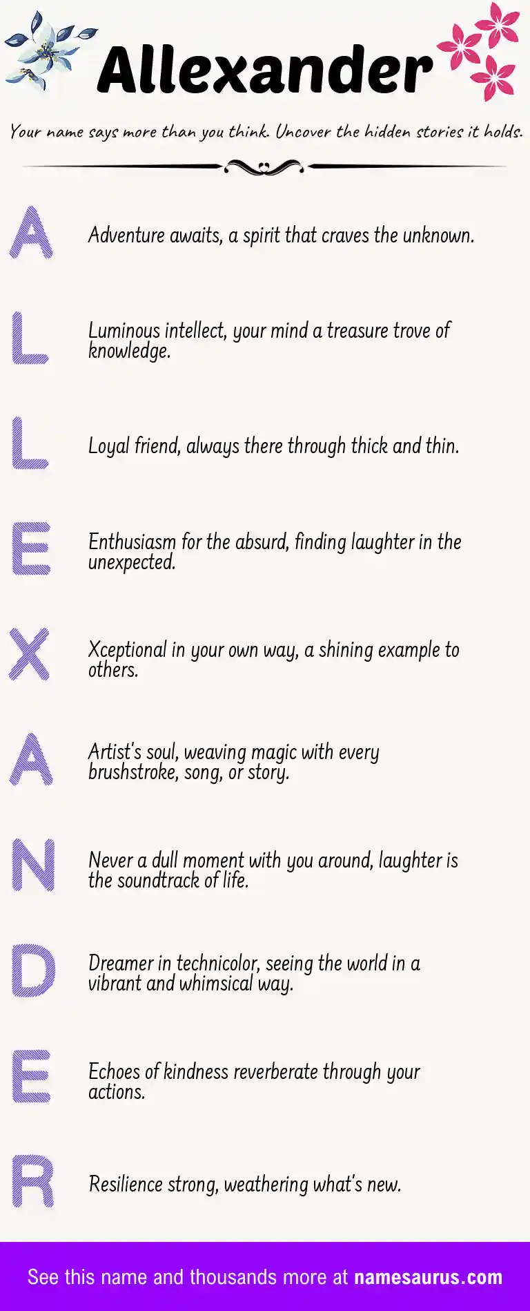 Acrostic poem about Allexander.