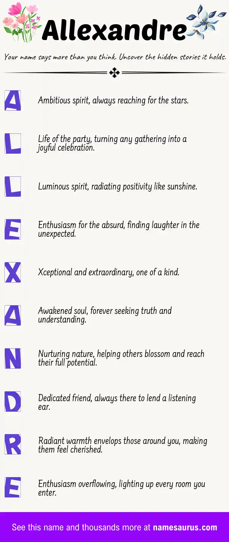 Acrostic poem about Allexandre.