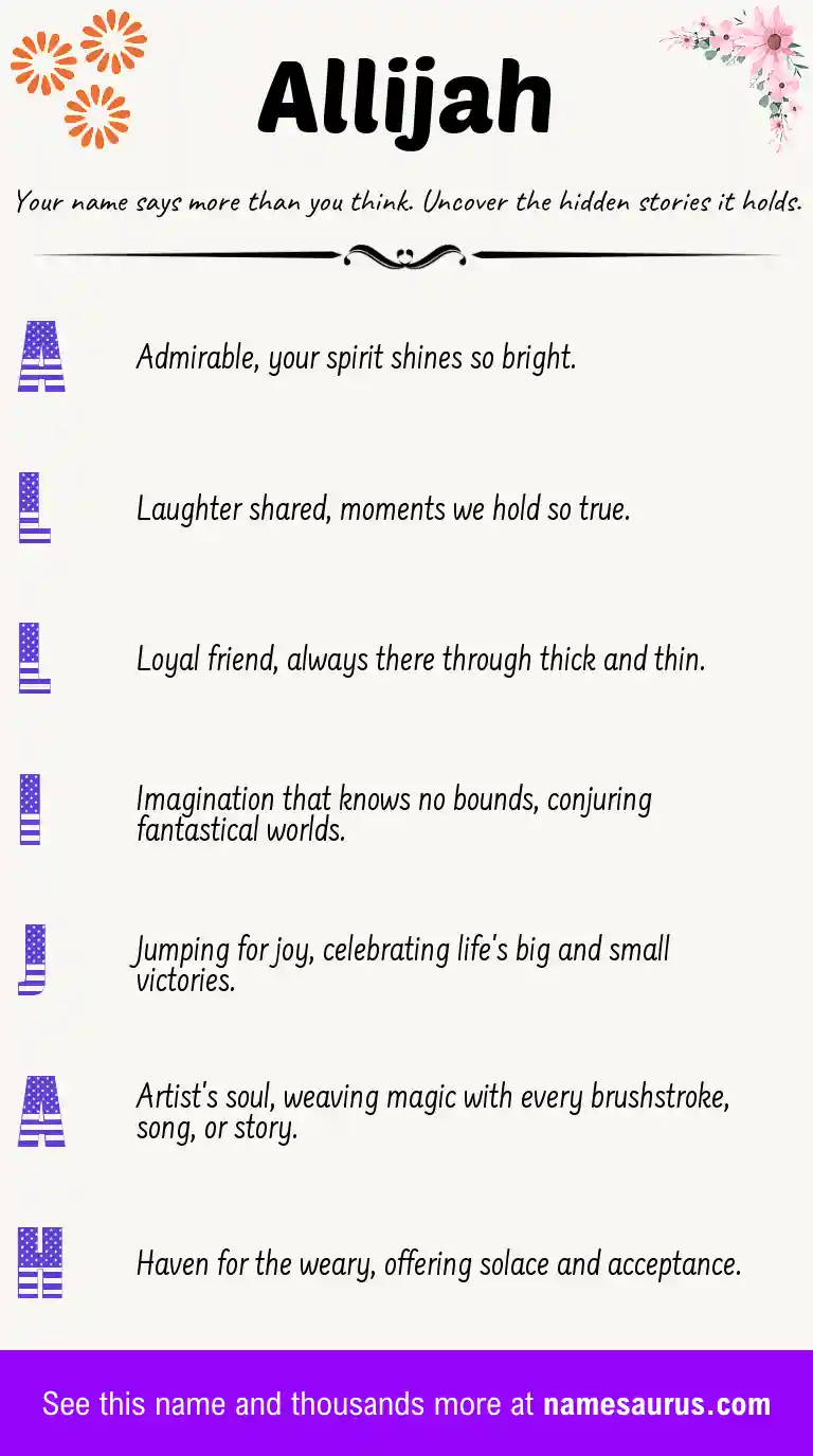 Acrostic poem about Allijah.