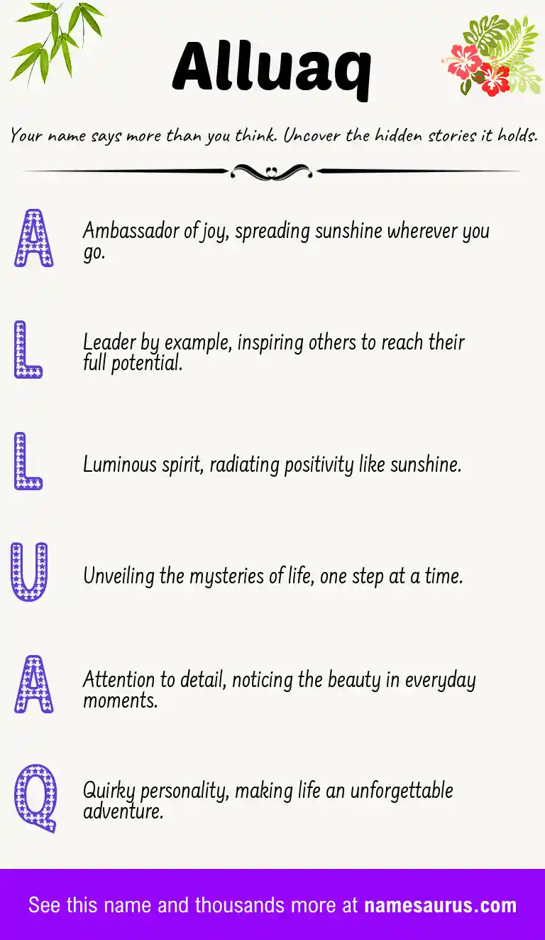 Acrostic poem about Alluaq.