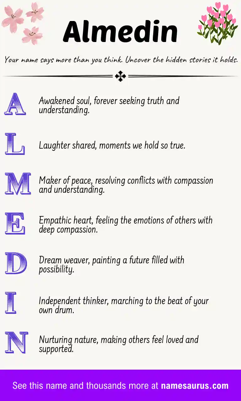 Acrostic poem about Almedin.