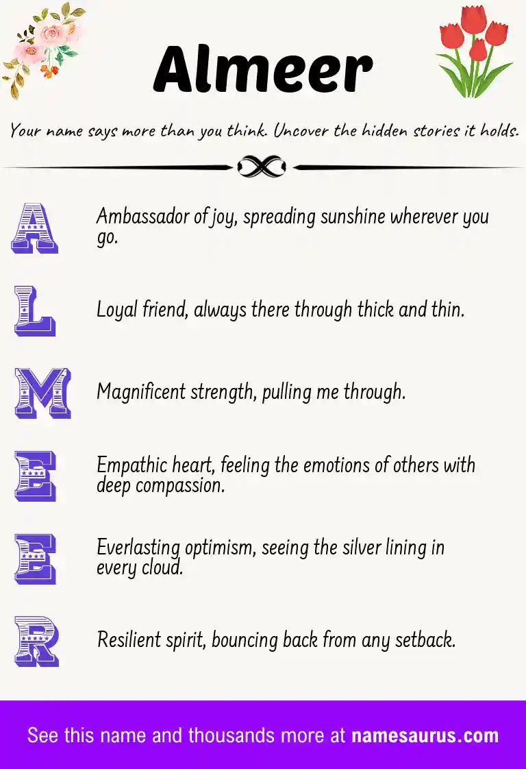 Acrostic poem about Almeer.