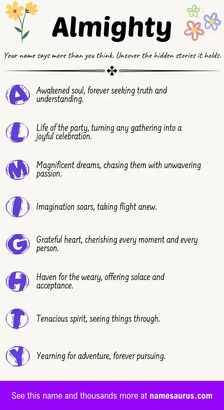 Acrostic poem about Almighty.