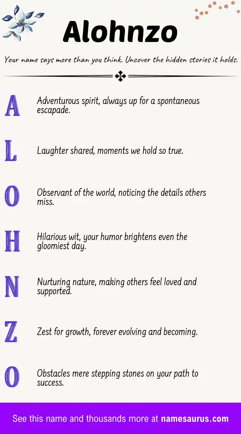 Acrostic poem about Alohnzo.