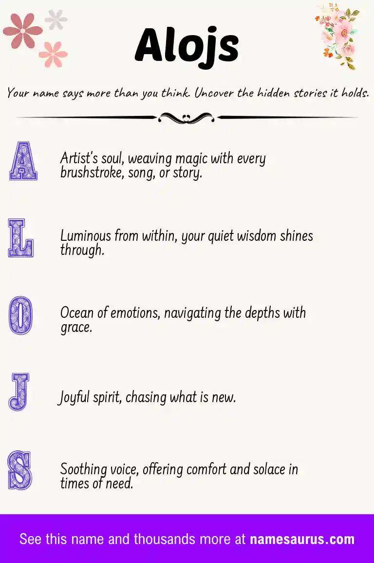 Acrostic poem about Alojs.
