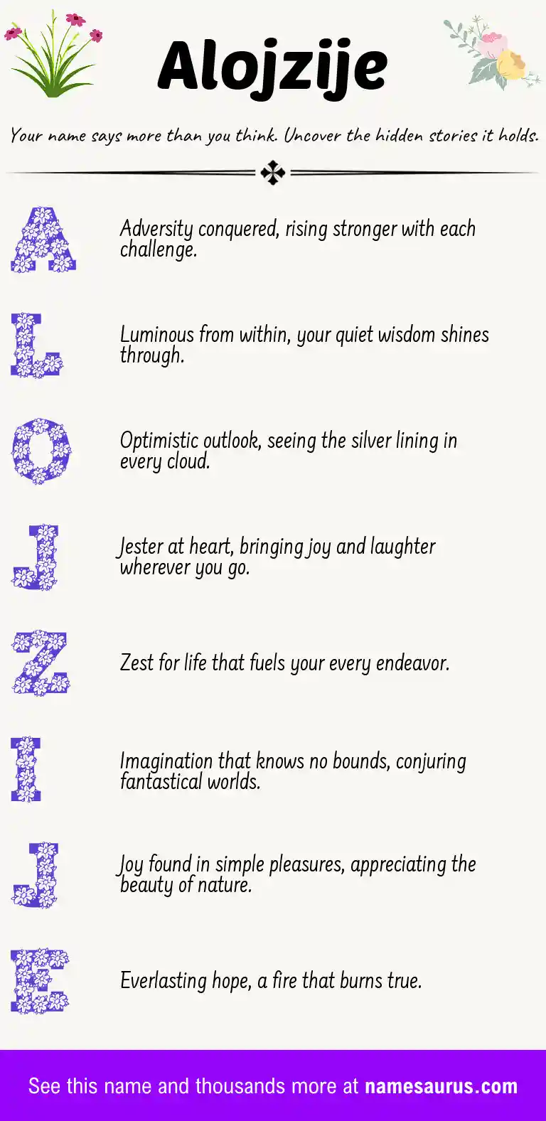 Acrostic poem about Alojzije.