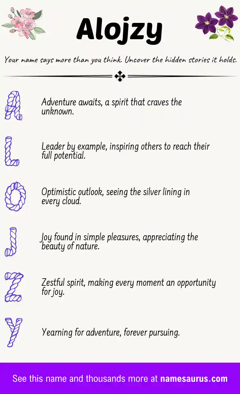 Acrostic poem about Alojzy.