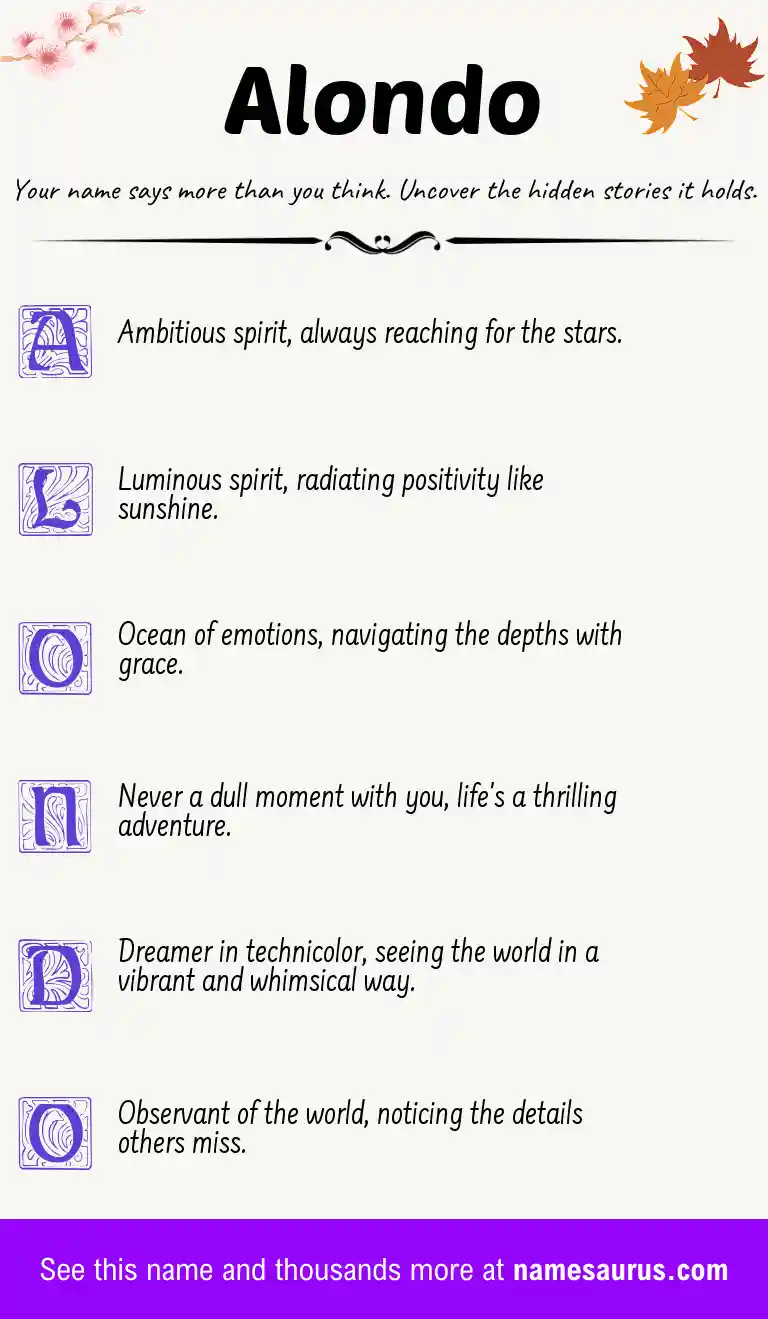 Acrostic poem about Alondo.
