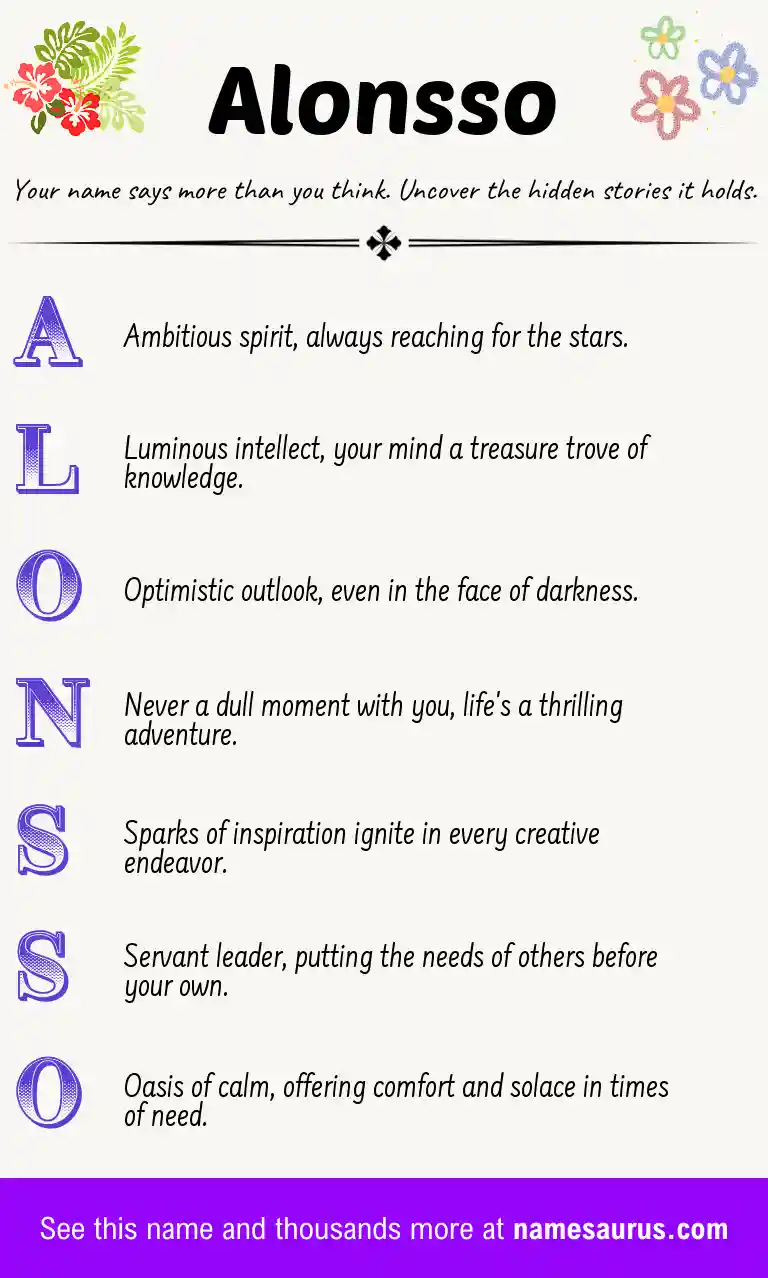 Acrostic poem about Alonsso.