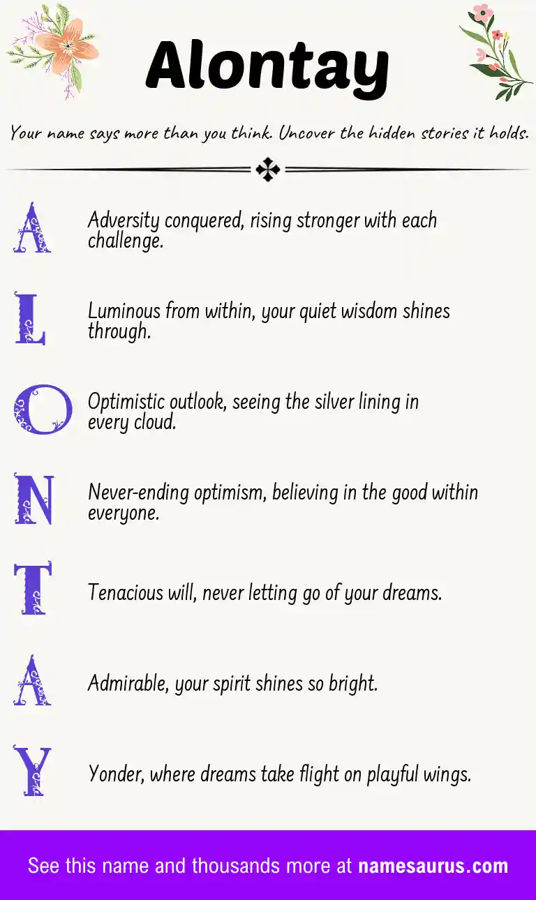 Acrostic poem about Alontay.