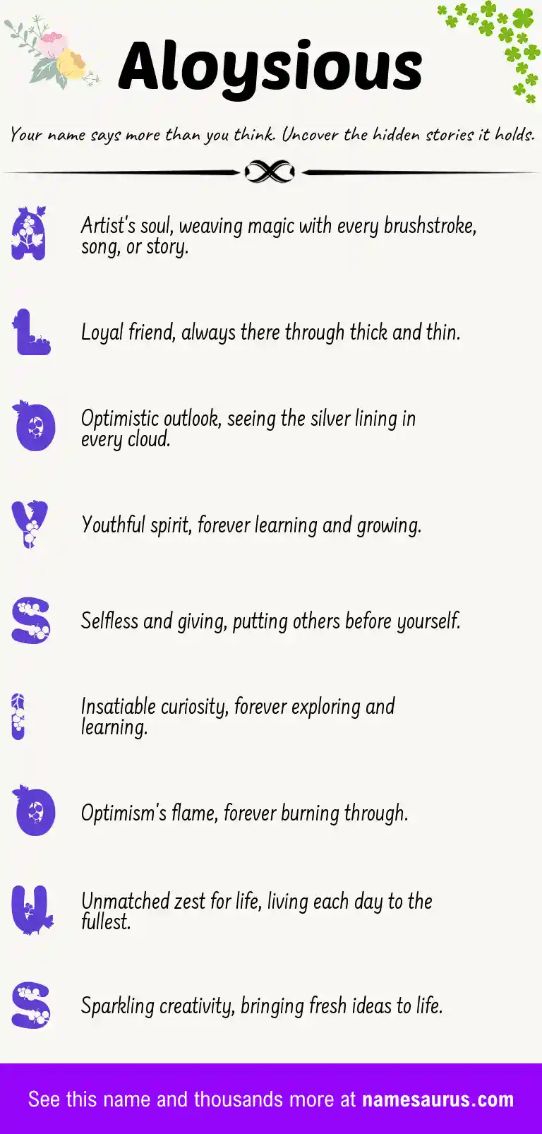 Acrostic poem about Aloysious.