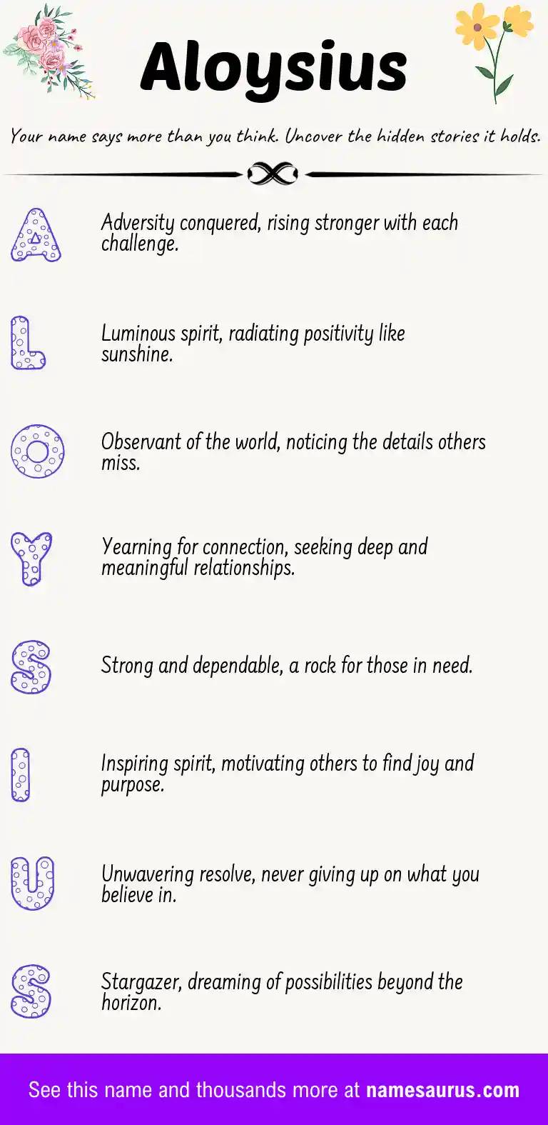 Acrostic poem about Aloysius.
