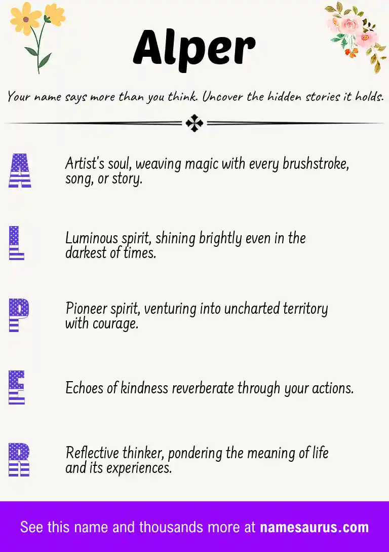 Acrostic poem about Alper.