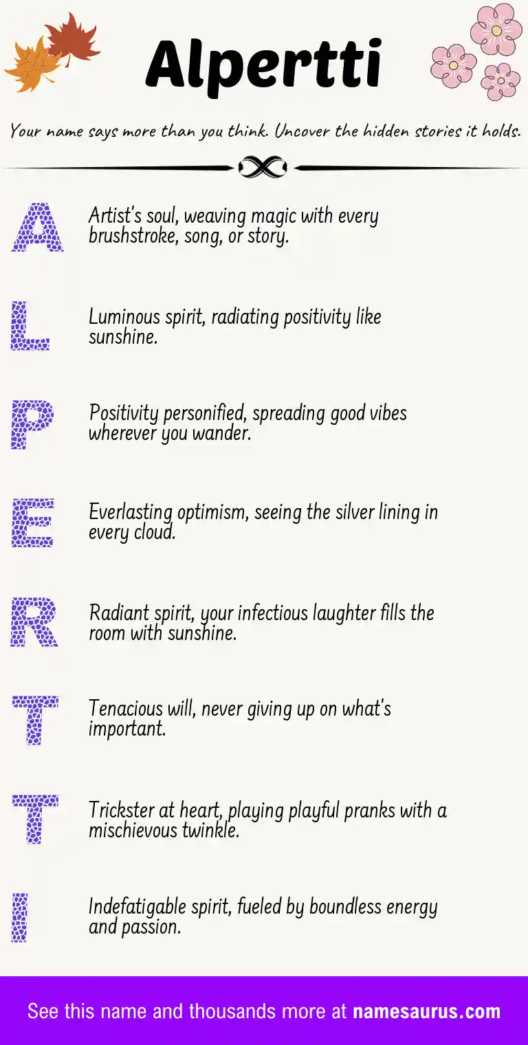 Acrostic poem about Alpertti.
